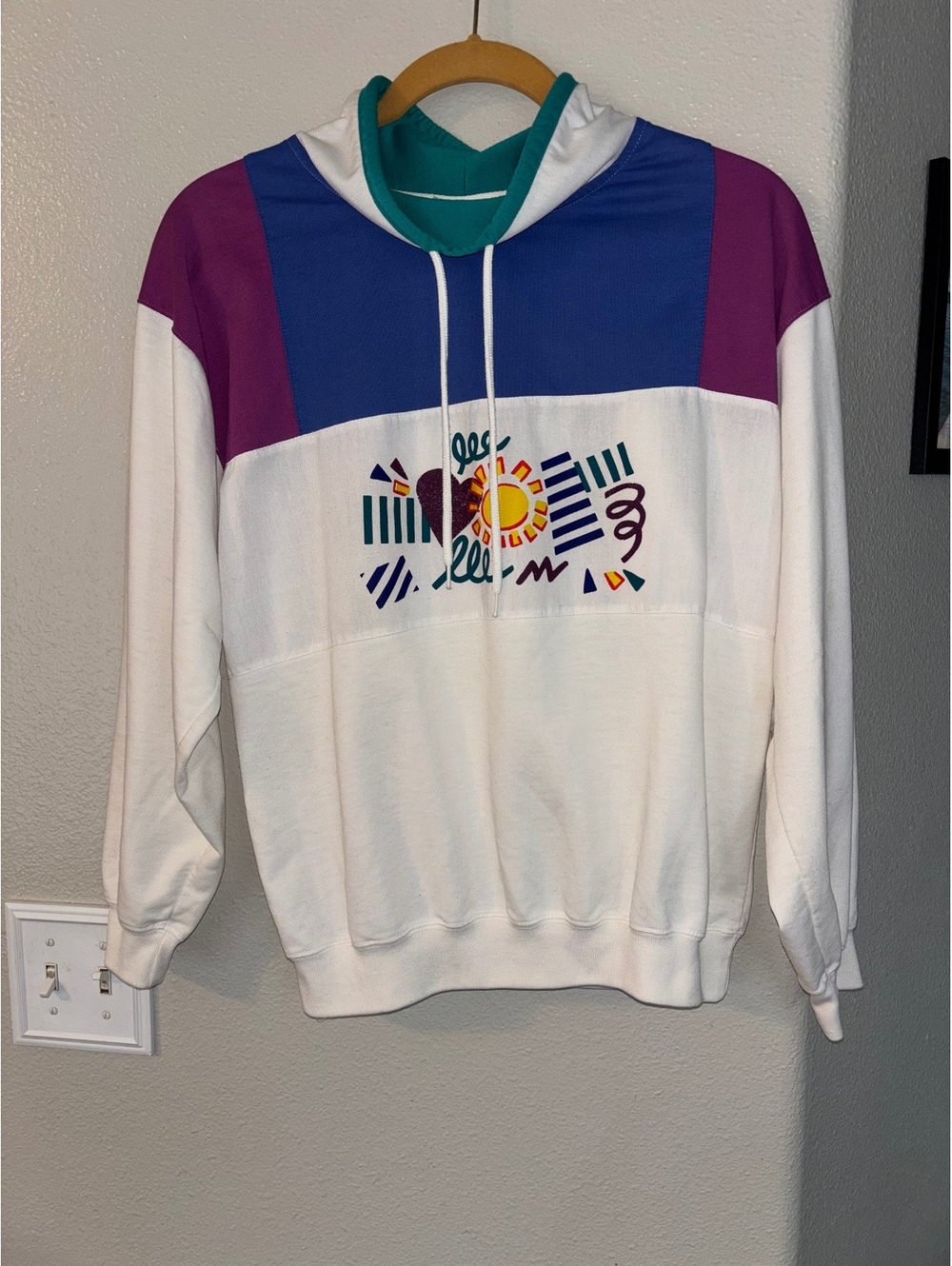 Vintage 90s Jantzen Colorblock Abstract Graphic Mock Neck Long Sleeve Fits S/M